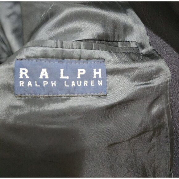 Ralph Lauren Black Striped Three Button Sport Coat Blazer Suit Jacket Size 44L - Picture 9 of 12